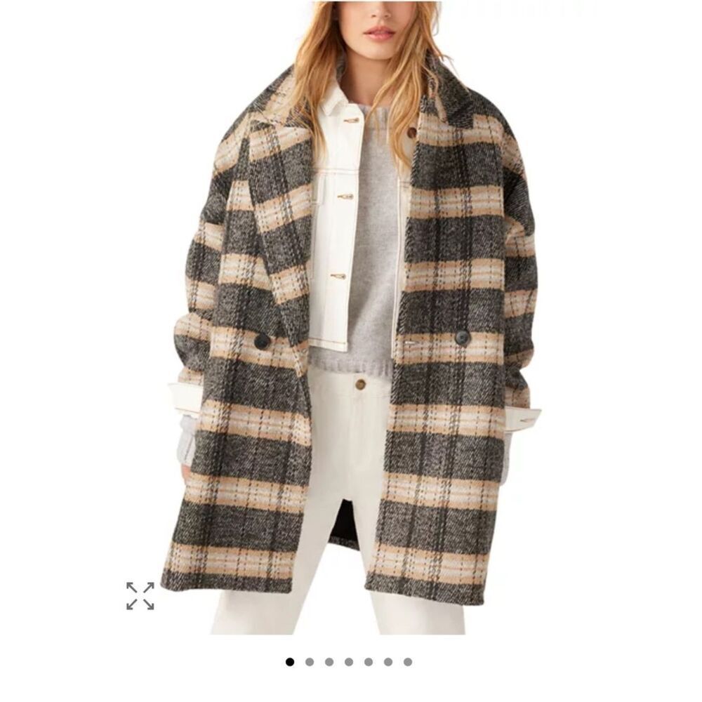 ba&sh Holf Check Print Plaid Coat Oversized Wool Blend Women’s SIZE XS